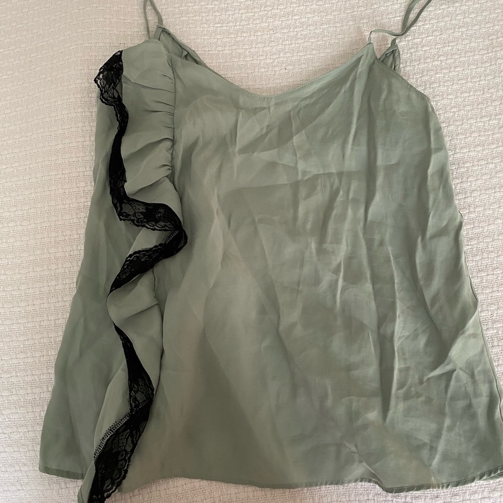 Zara Basic Black Lace Accent Top